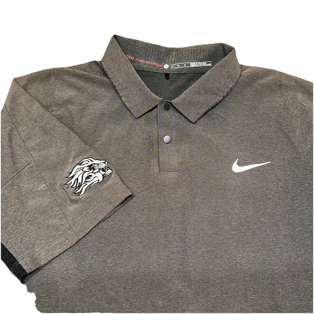 Nike Tiger Woods Collection Golf Polo Dri-Fit Gray Short Sleeve Shirt Men's M